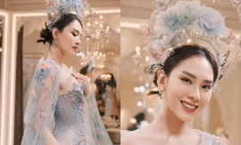 Mai Phương tựa nàng tiên hoa trong thiết kế từng dự định mang đến Miss World