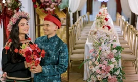 Hoa hậu H’Hen Niê mặc trang phục dân tộc Êđê trong tiệc cưới tại quê nhà