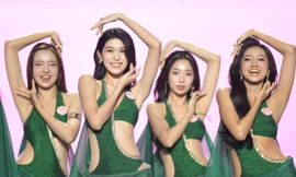 Thí sinh Hoa hậu Việt Nam 2024 trình diễn trang phục áo tắm lấy cảm hứng từ lá sen