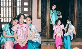 Hoa hậu Thanh Thủy, Lương Thùy Linh, Thiên Ân khoe bộ ảnh đón Tết độc đáo