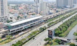 Nhìn trên cao tuyến metro Bến Thành - Suối Tiên