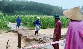 Nơi xảy ra sự việc trẻ bị nước cuốn trôi. (ảnh: N.A)