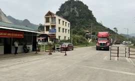 Xe ô tô chở hàng xuất khẩu vào khu phi thuế quan. 