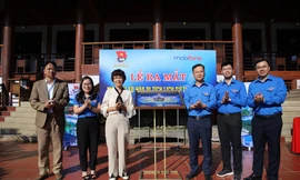 Ra mắt công trình thanh niên "Số hóa khu di tích lịch sử TNXP Nà Tu" -Ảnh: PV