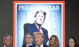 Ông Trump phát biểu tại sự kiện tạp chí TIME vinh danh Nhân vật của năm 2024. (Ảnh: Yonhap)