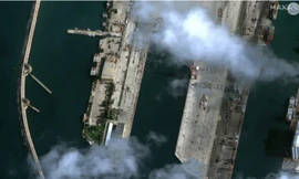 Căn cứ hải quân của Nga ở Tartous, Syria. (Ảnh: Maxar)