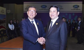 Chủ tịch nước Lương Cường và Thủ tướng Nhật Bản Ishiba Shigeru trong cuộc gặp ngày 16/11. (Ảnh: TTXVN)