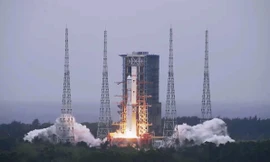 Tên lửa Trường Chinh 8 được phóng lên ngày 19/3. (Ảnh: CNSA)