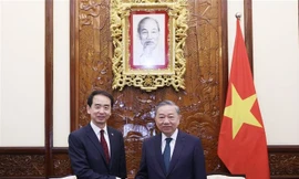 Tổng Bí thư, Chủ tịch nước Tô Lâm tiếp Đại sứ Trung Quốc tại Việt Nam Hà Vĩ. (Ảnh: TTXVN)