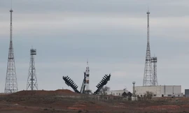 Tàu Soyuz tại cảng vũ trụ Baikonur Cosmodrome, Kazakhstan, ngày 21/3. (Ảnh: Reuters)