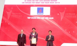 Ông Trần Quang Dũng - Uỷ viên Ban Thường vụ, Trưởng Ban Truyền thông và Văn hoá doanh nghiệp PVN đại diện lãnh đạo Tập đoàn Dầu khí Việt Nam nhận vinh danh doanh nghiệp có lợi nhuận tốt nhất Việt Nam năm 2018