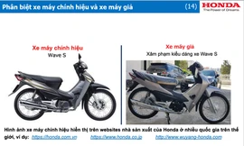 Xe máy Honda Wave S thật (trái) và giả (phải)