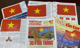 Một loạt tờ báo in tại Việt Nam sẽ cùng tham gia chương trình kỷ niệm 45 năm giải phóng Miền Nam - thống nhất đất nước bằng cách tạo lá cờ Tổ quốc bằng trang báo in
