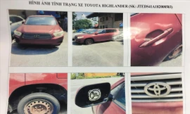 Ảnh chụp tình trạng xe Toyota Highlander để định giá bán cho thấy xe bị hư hỏng nhiều bộ phận; Anh: Cục hải quan Hải phòng cung cấp