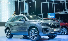 Bản đồ định vị có đường lưỡi bò phi pháp trên xe Volkswagen Touareg 2019 trưng bày tại Triển lãm ô tô Việt Nam 2019