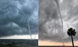 Vòi rồng uốn lượn trên hồ nước Mỹ