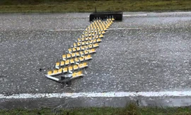 Dải đinh gai chặn đứng ôtô bỏ trốn trong nháy mắt