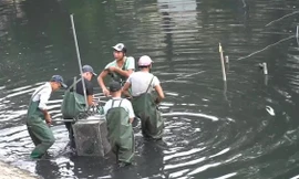 Hà Nội: Máy làm sạch sông Tô Lịch được đưa lên bờ bảo dưỡng