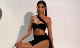 Hoàng Thùy khoe dáng nóng bỏng ở hậu trường