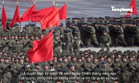 Binh sỹ và vũ khí Nga diễn tập duyệt binh Ngày Chiến thắng