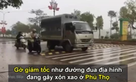 Gờ giảm tốc như đường đua địa hình đang gây xôn xao ở Phú Thọ