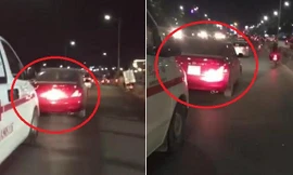 Clip ô tô con chắn đường xe cứu thương trên cầu vượt gây tranh cãi