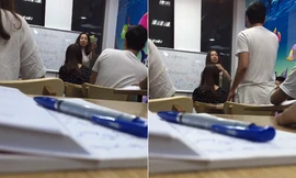 Ảnh cắt từ video gần ba phút cãi nhau giữa cô giáo và học viên. 