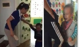 Cô giáo cầm dép đánh, dùng đầu gối thúc vào bụng trẻ ở nhóm lớp Sen Vàng.