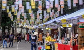 Không khí Tết ngập tràn phố 'bích họa' Phùng Hưng