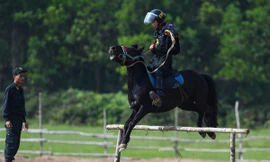 Bên trong thao trường huấn luyện kỵ binh cảnh sát cơ động