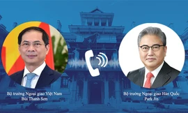 Bộ trưởng Ngoại giao Bùi Thanh Sơn và người đồng cấp Hàn Quốc Park Jin. (Ảnh: Mofa)