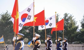 Quốc kỳ Việt Nam - Hàn Quốc. (Ảnh: Baoquocte)