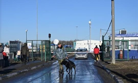 Một trạm kiểm tra ở vùng Rostov của Nga ngày 19/2. (Ảnh: Reuters)