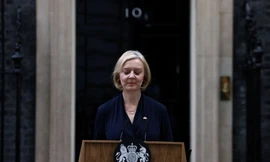 Bà Liz Truss trong phát biểu từ chức ngày 20/10. (Ảnh: Reuters)