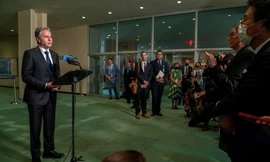 Ngoại trưởng Mỹ Antony Blinken phát biểu với báo chí tại New York ngày 1/8. (Ảnh: Reuters)