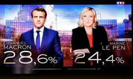 Kết quả sơ bộ vòng bầu cử tổng thống Pháp đầu tiên cho thấy ông Macron đang dẫn trước bà Le Pen. (Ảnh: FT)