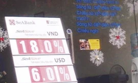 Biểu lãi suất VND hôm qua đã“đội” lên 18%/năm trong ít giờ tại SeABank. Ảnh: Internet