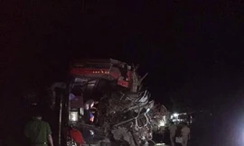 Hiện trường vụ tai nạn. Ảnh: Nguyễn Hoàn