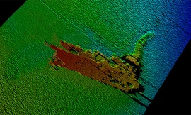 Ảnh quét sinh vật lạ dưới đáy hồ Loch Ness. Ảnh: Kongsberg.