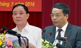 Bí thư Tỉnh ủy Yên Bái Phạm Duy Cường (trái) và Chủ tịch HĐND tỉnh, kiêm Trưởng ban Tổ chức Tỉnh ủy Yên Bái Ngô Ngọc Tuấn (phải).