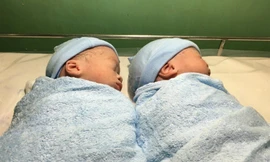 Cặp song sinh ca mang thai hộ đầu tiên miền Nam chào đời khỏe mạnh tại BV Từ Dũ. Ảnh: T.D.