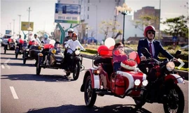 Độc đáo dàn xe 3 bánh sidecar Ural đón dâu tại Đà Nẵng