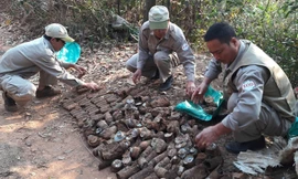 Số đầu đạn chưa nổ được cơ quan chức năng mang hủy.