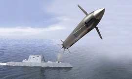 Hình ảnh mô phỏng đạn LRLAP của USS Zumwalt. Ảnh: Mer et marine.