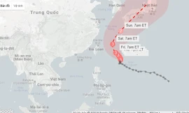 Đường đi dự kiến của siêu bão Trami. Ảnh: CNN. 