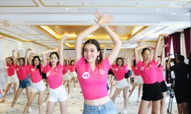 Thí sinh vòng Bán kết HHVN 2020 (từ trái qua) Nguyễn Thị Minh Trang, Nguyễn Võ Phương Thúy, Nguyễn Lê Phương Thảo, Nguyễn Thị Ngọc Tuyết và Lê Trúc Linh. Ảnh: TRỌNG TÀI