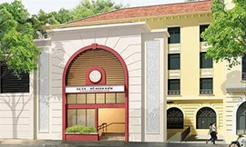 Phối cảnh cửa lên, xuống ga ngầm C9 trên cạnh hồ Hoàn Kiếm. Ảnh: T.Đảng. 