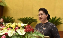 Chủ tịch Quốc hội Nguyễn Thị Kim Ngân phát biểu tại phiên khai mạc. Ảnh: Như Ý