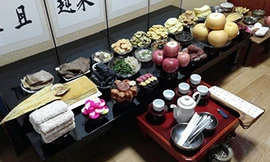 Mâm cỗ gia tiên tết âm của người Hàn. Nguồn: Internet