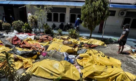 Số người chết trong vụ động đất- sóng thần tại Sulawesi chưa dừng lại ở con số 1.407. Ảnh: Jakarta Post